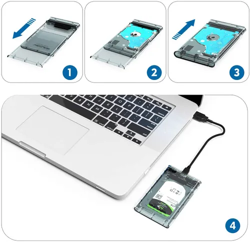 SmartTech 2.5 inch Sata HDD / SSD Hard Drive Enclosure USB 3.1 with Type C OTG Cable Internal Hard Disk Drive Case